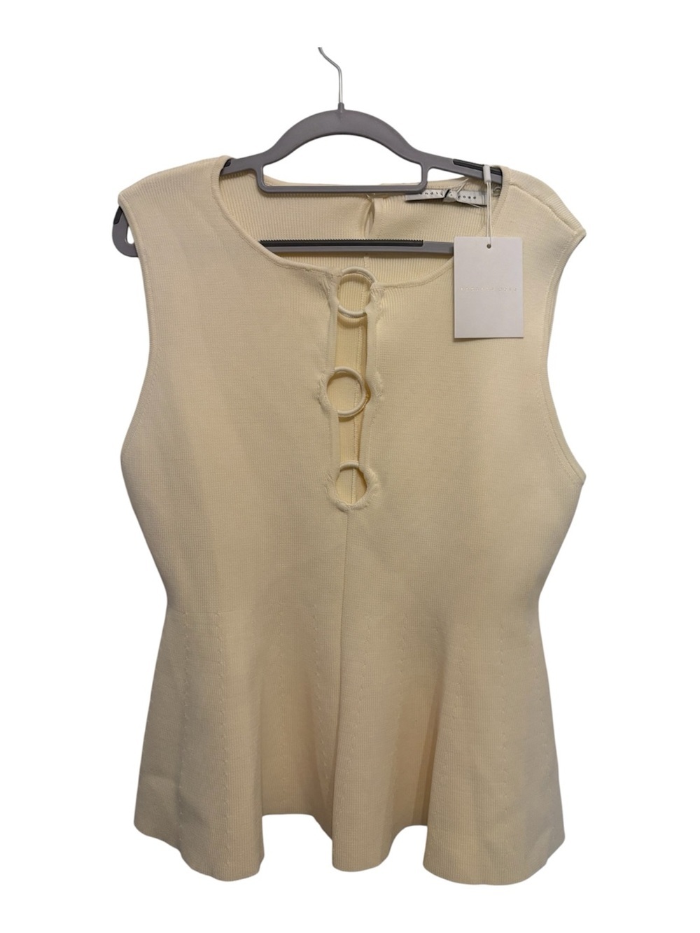Endless Rose Cream Ring-Front Peplum Tank